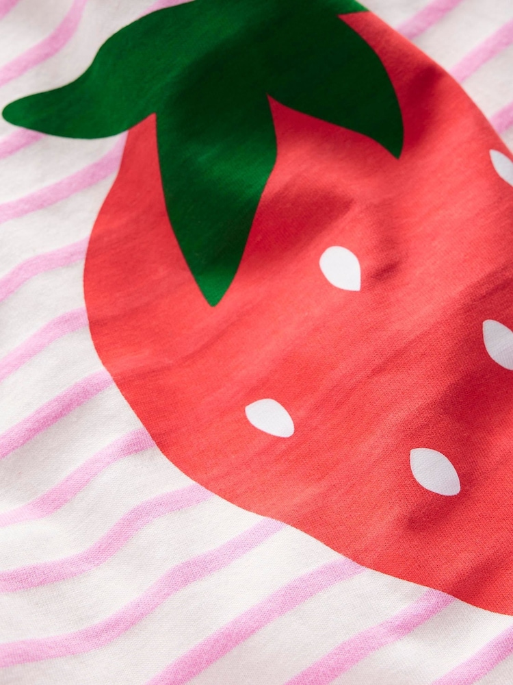 Boden White/Pink Strawberry 100% Cotton Ella Breton T-Shirt - Image 4 of 4
