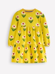 Boden Yellow Dixie Tiered Sweatshirt Dress - Image 1 of 3