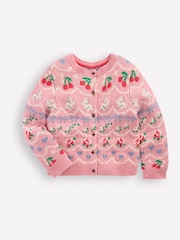 Boden Pink Cherry Edie Fairisle Pattern Cardigan - Image 1 of 4