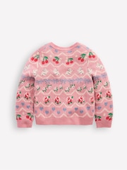 Boden Pink Cherry Edie Fairisle Pattern Cardigan - Image 3 of 4