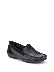 Pavers Black Leather Moccasins - Image 2 of 5