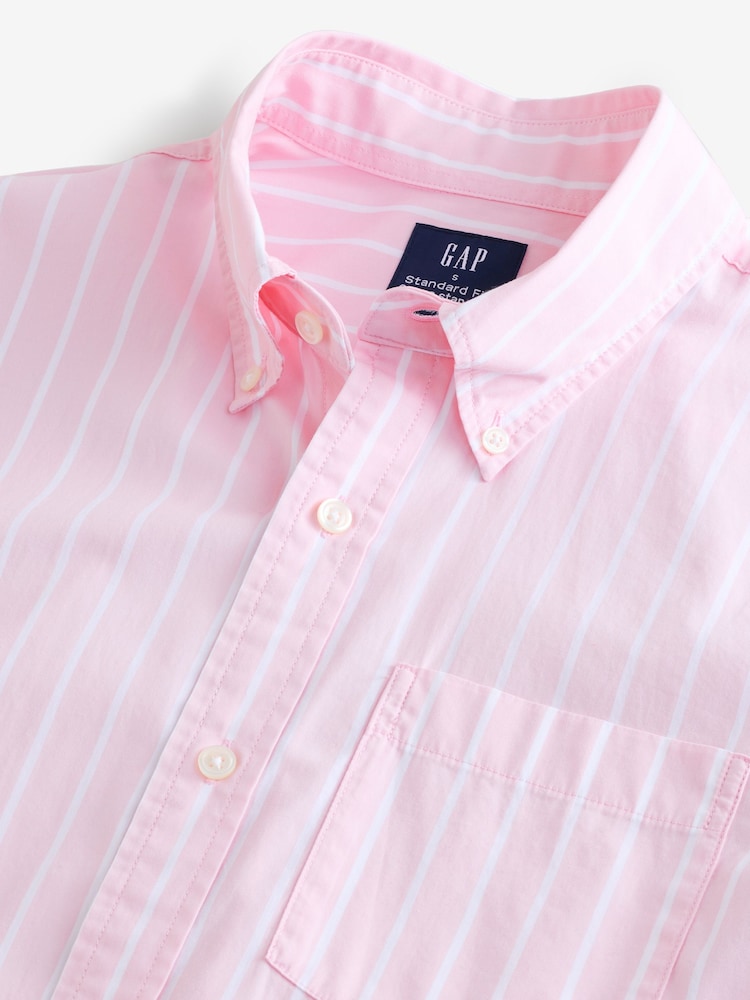 Gap Pink Stripe Long Sleeve Poplin Classic Shirt - Image 3 of 4