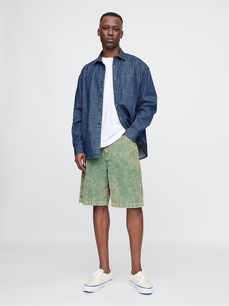 Gap Green Washed Cotton Corduroy Carpenter Shorts - Image 1 of 11