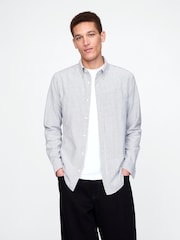 Gap Blue Stripe Regular Fit Long Sleeve Oxford Shirt - Image 1 of 5