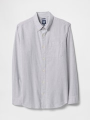 Gap Blue Stripe Regular Fit Long Sleeve Oxford Shirt - Image 5 of 5
