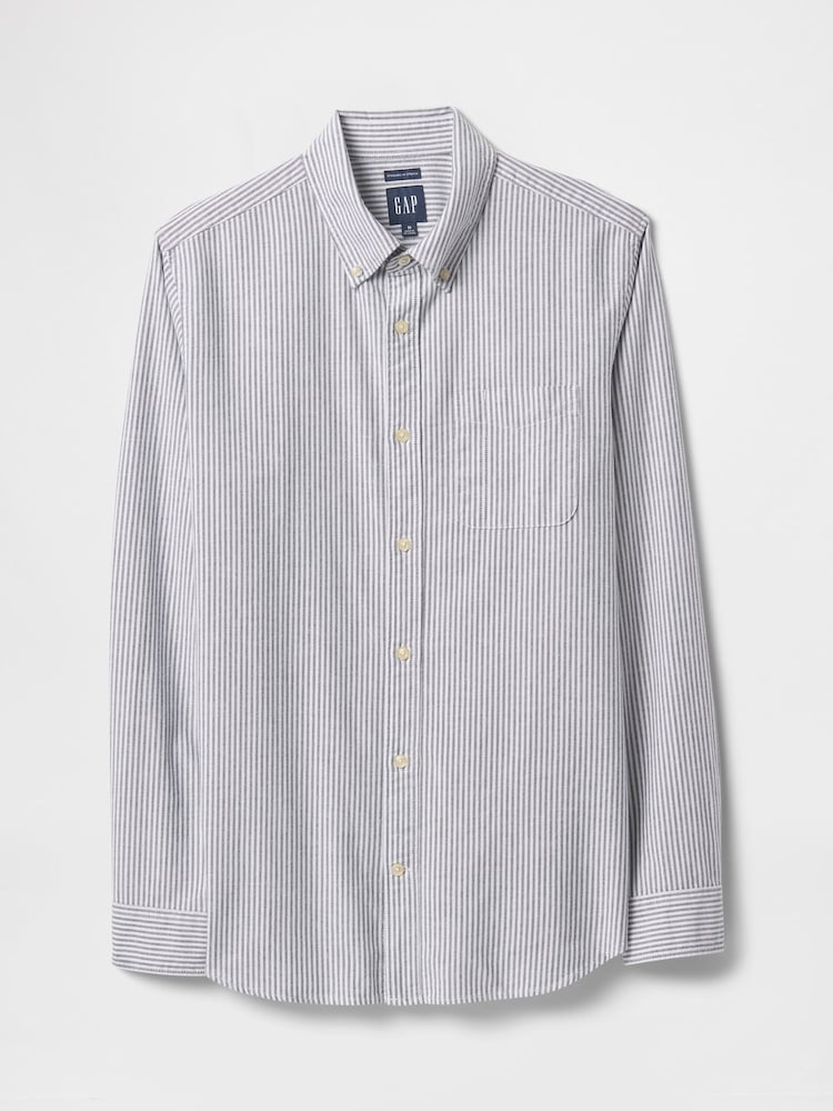 Gap Blue Stripe Regular Fit Long Sleeve Oxford Shirt - Image 5 of 5