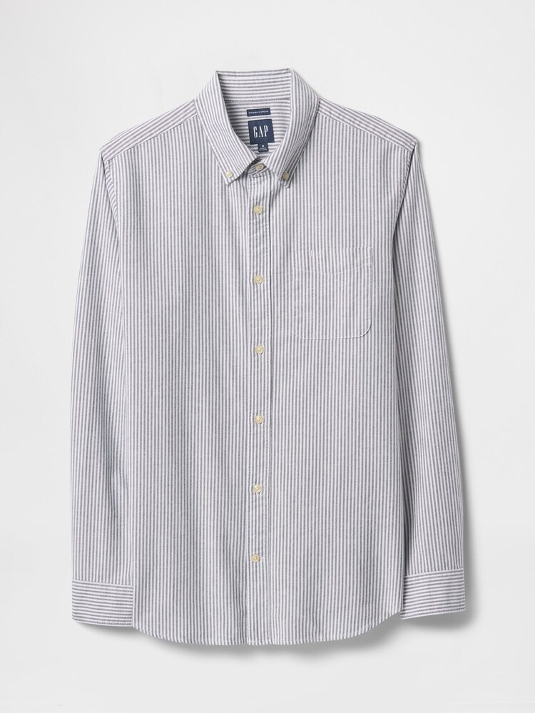 Gap Blue Stripe Regular Fit Long Sleeve Oxford Shirt - Image 5 of 5 Gap Blue Stripe Regular Fit Long Sleeve Oxford Shirt - Image 5 of 5