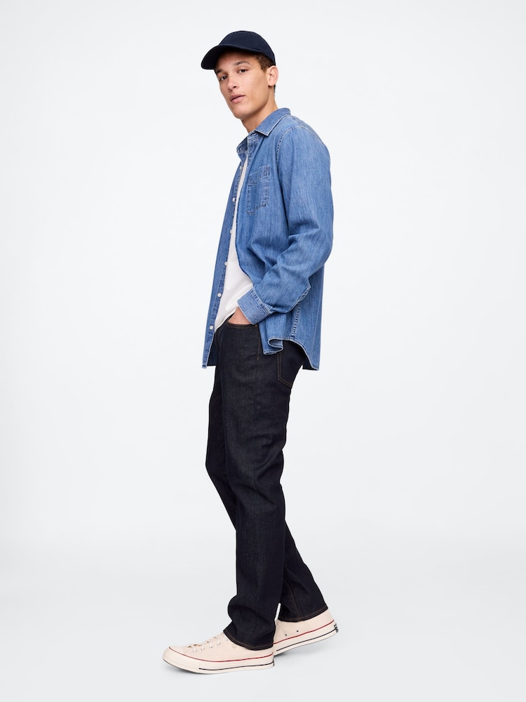 Темно-синий индиго - Gap Straight Leg Jeans - Изображение 2 из 3 Темно-синий индиго - Gap Straight Leg Jeans - Изображение 2 из 3