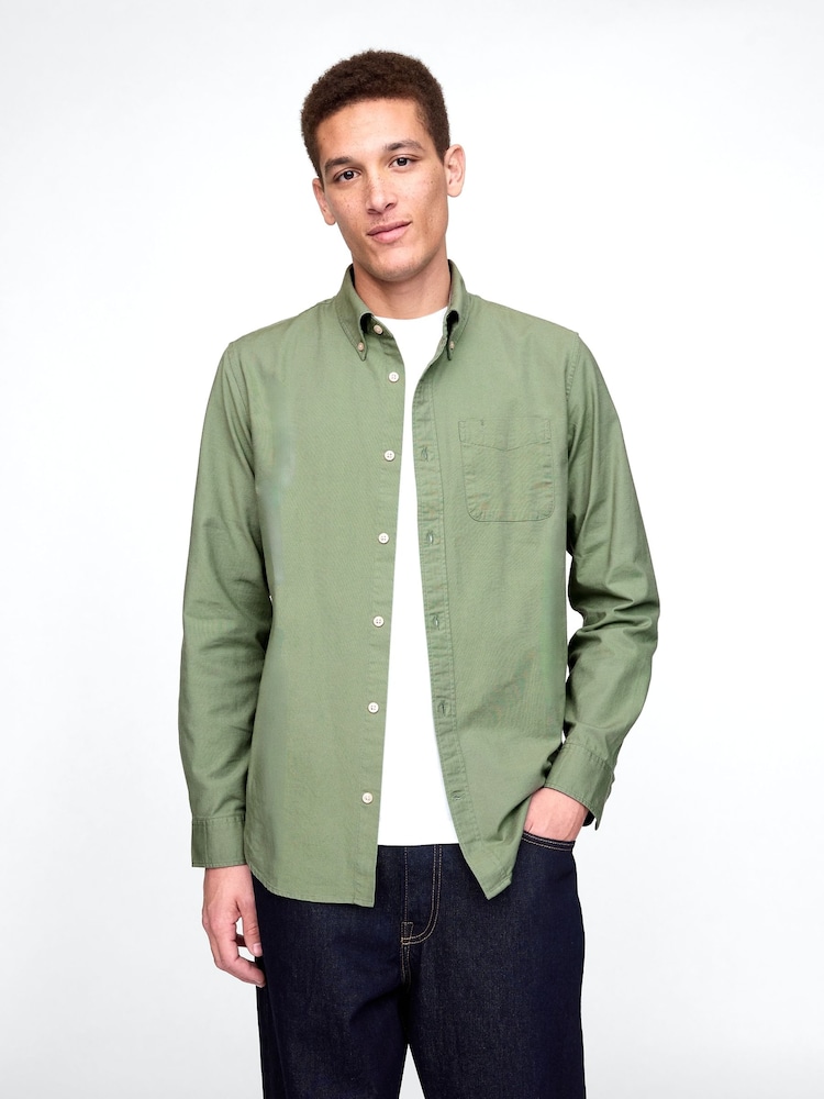 Gap Green Regular Fit Long Sleeve Oxford Shirt - Image 1 of 5