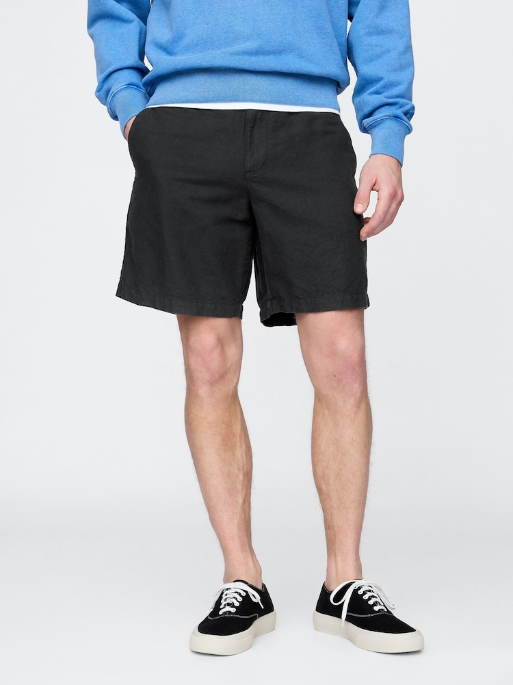Zwart - Gap 8"" Linnen-katoenen chino shorts - Image 1 of 5
