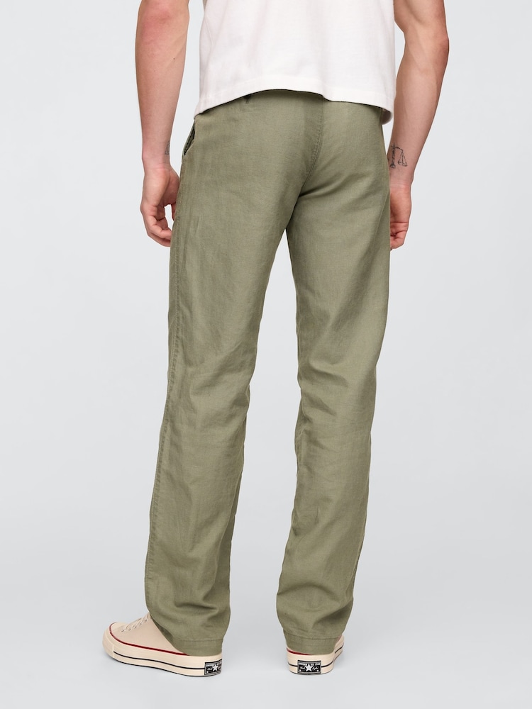 Gap Green Straight Fit Linen-Cotton Chino Trousers - Image 2 of 5