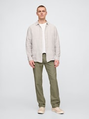 Gap Green Straight Fit Linen-Cotton Chino Trousers - Image 3 of 5