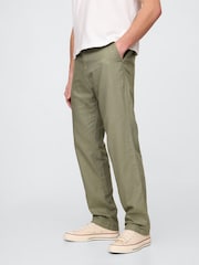 Gap Green Straight Fit Linen-Cotton Chino Trousers - Image 4 of 5