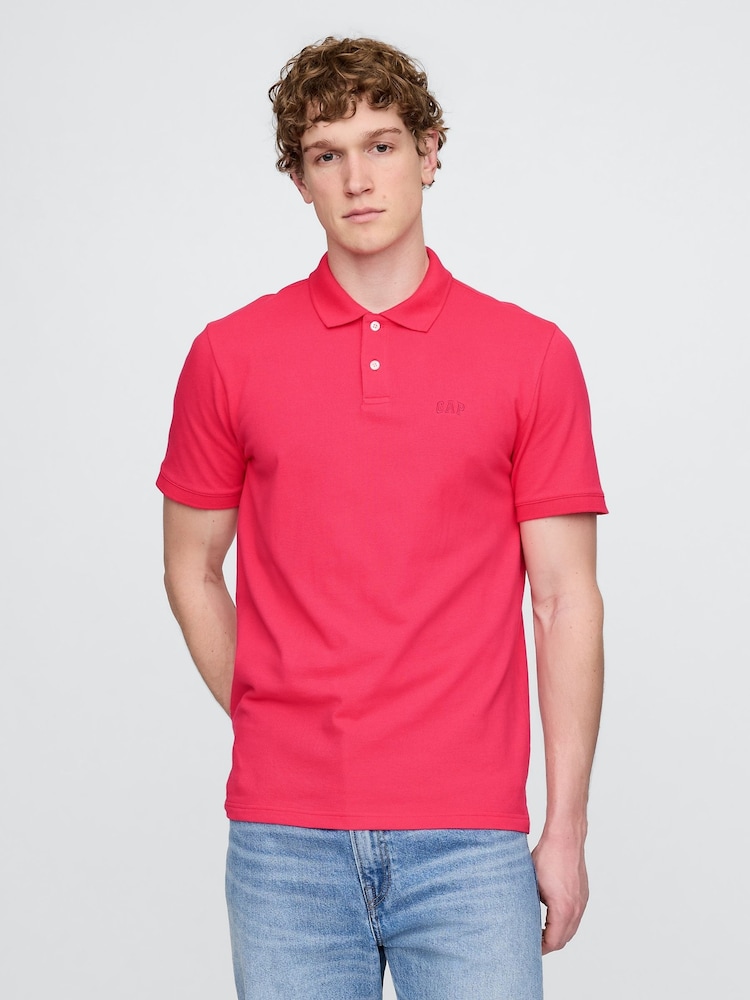 Gap Pink Logo Pique Polo Shirt - Image 1 of 5