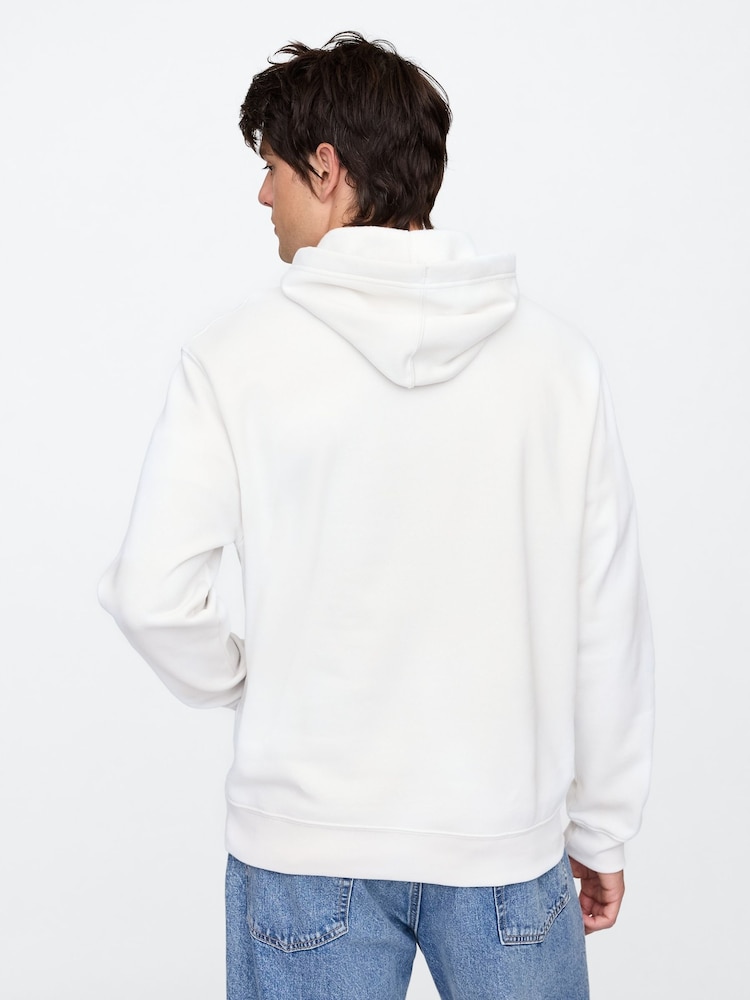 Gap White Union Jack Logo Fleece-Lined Hoodie - Image 2 of 5