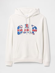 Gap White Union Jack Logo Fleece-Lined Hoodie - Image 4 of 5