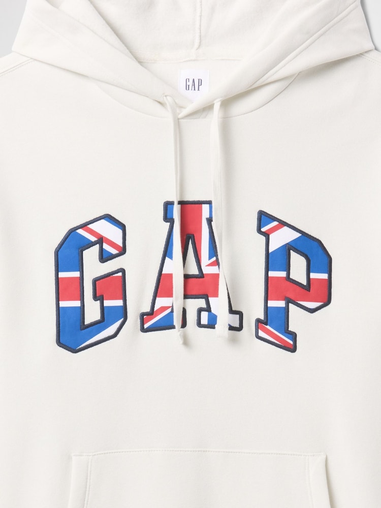 Gap White Union Jack Logo Fleece-Lined Hoodie - Image 5 of 5