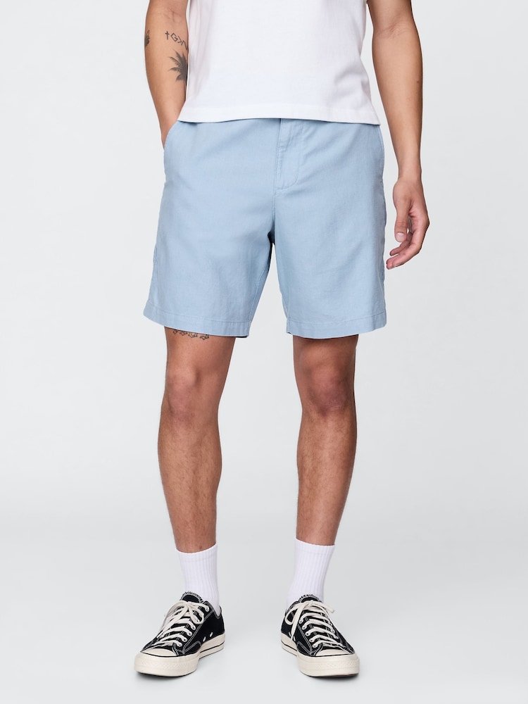 Синий - Gap 8"" Linen-Cotton Chino Shorts - Изображение 1 из 8