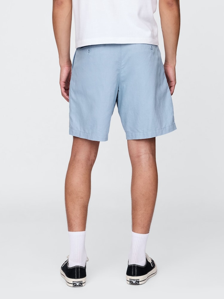 Синий - Gap 8"" Linen-Cotton Chino Shorts - Изображение 2 из 8