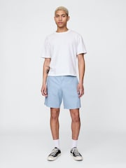 Синий - Gap 8"" Linen-Cotton Chino Shorts - Изображение 3 из 8