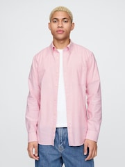 Gap Red Stripe Regular Fit Long Sleeve Oxford Shirt - Image 1 of 5