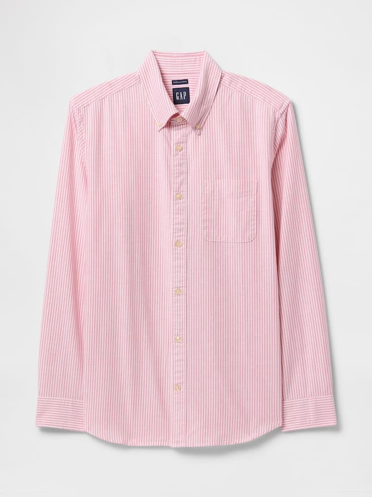 Gap Red Stripe Regular Fit Long Sleeve Oxford Shirt - Image 5 of 5