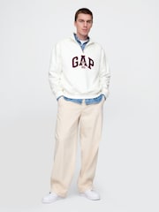 Gap White Logo Heavyweight Quarter-Zip Sweatshirt - Image 3 of 5