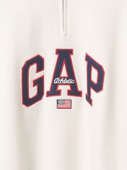Gap White Logo Heavyweight Quarter-Zip Sweatshirt - Image 5 of 5