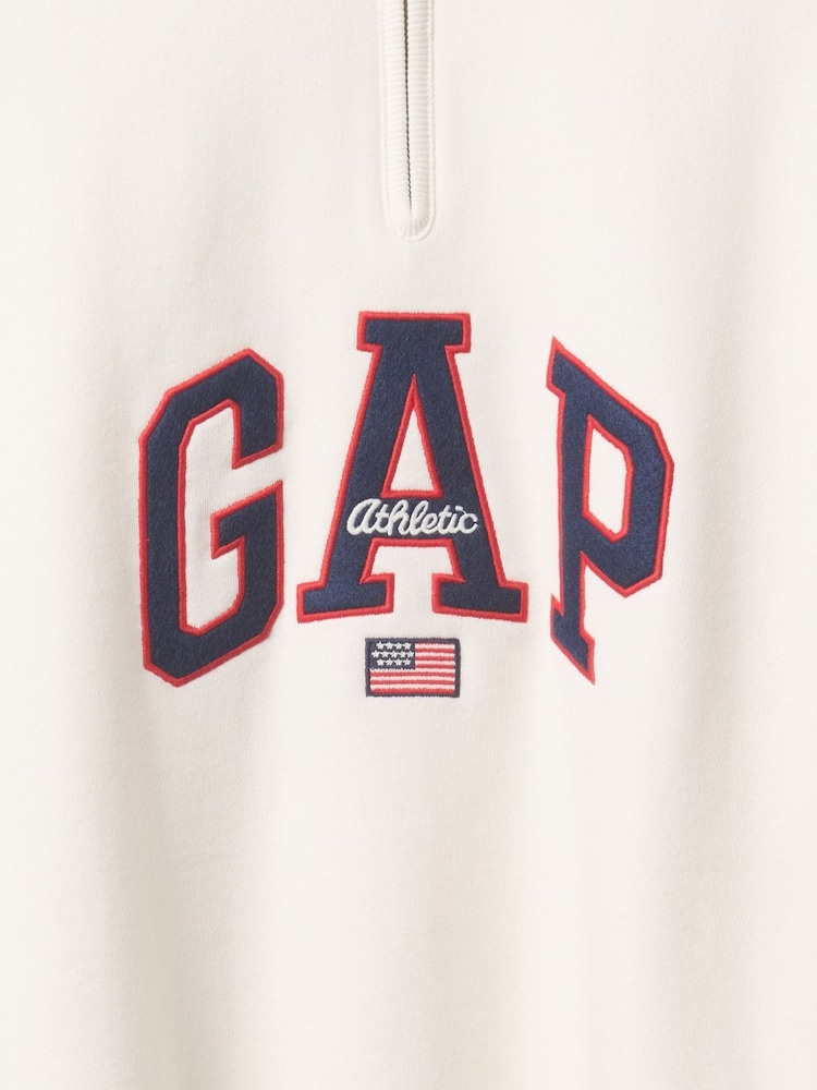Gap White Logo Heavyweight Quarter-Zip Sweatshirt - Image 5 of 5 Gap White Logo Heavyweight Quarter-Zip Sweatshirt - Image 5 of 5