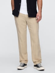 Gap Beige Straight Fit Linen-Cotton Chino Trousers - Image 1 of 5