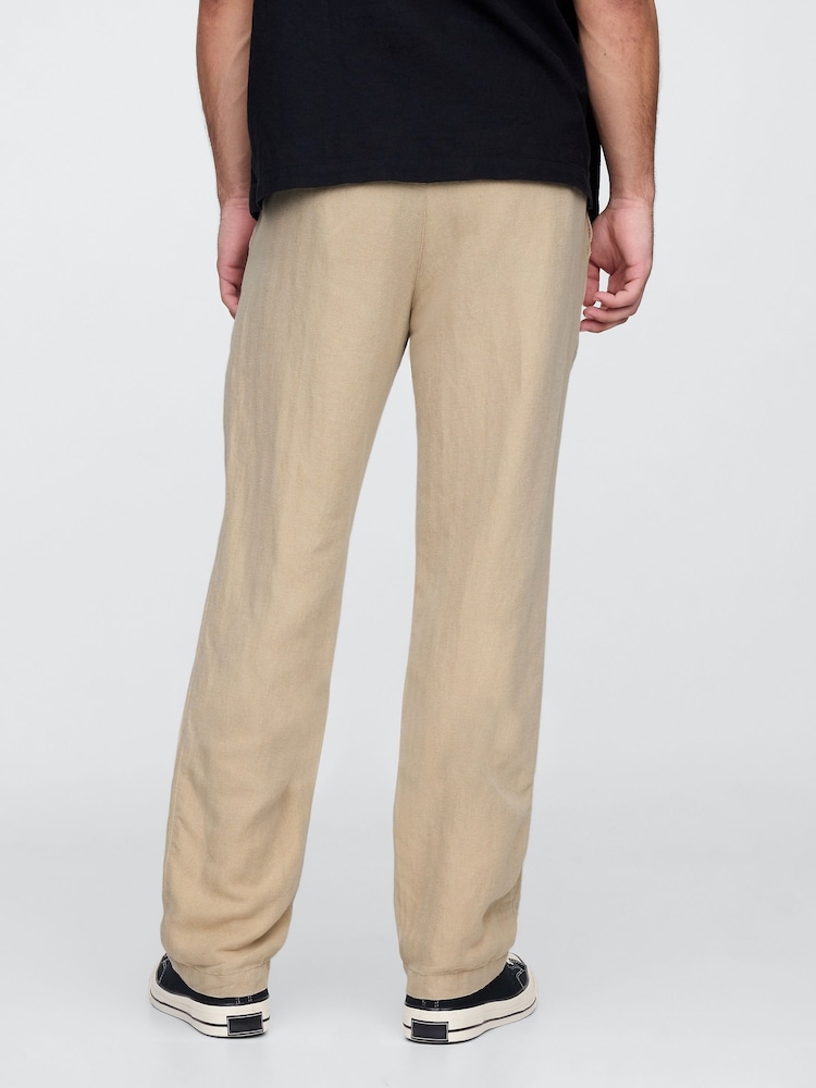 Gap Beige Straight Fit Linen-Cotton Chino Trousers - Image 2 of 5