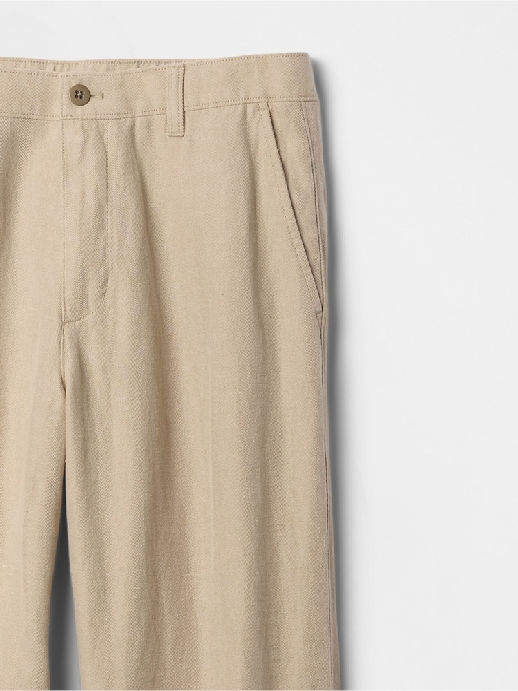 Gap Beige Straight Fit Linen-Cotton Chino Trousers - Image 5 of 5