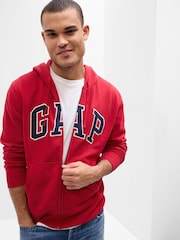 Gap Red Logo Fleece-Lined Zip Up Hoodie - Image 1 of 3