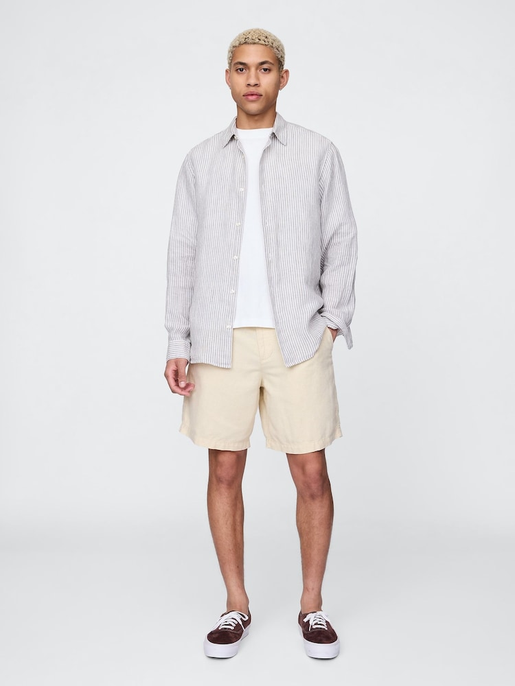 Beige - Gap 8"" Linnen-katoenen chino shorts - Image 3 of 9