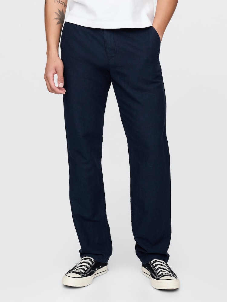 Azul marino - Pantalones chinos rectos de lino y algodón de Gap - Imagen 1 de 5 Azul marino - Pantalones chinos rectos de lino y algodón de Gap - Imagen 1 de 5