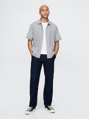 Gap Navy Blue Straight Fit Linen-Cotton Chino Trousers - Image 3 of 5