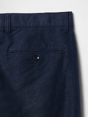 Gap Navy Blue Straight Fit Linen-Cotton Chino Trousers - Image 5 of 5