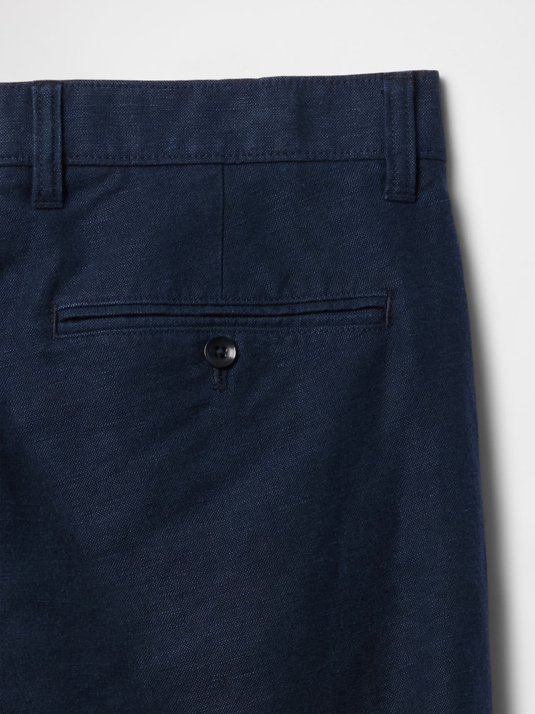 Gap Navy Blue Straight Fit Linen-Cotton Chino Trousers - Image 5 of 5