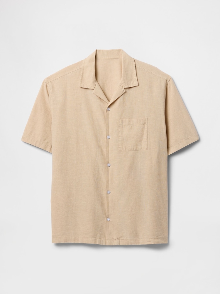 Gap Beige Linen-Cotton Short Sleeve Shirt - Image 4 of 5