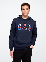 Gap Navy Blue Union Jack Logo Fleece-Lined Hoodie - Image 1 of 5