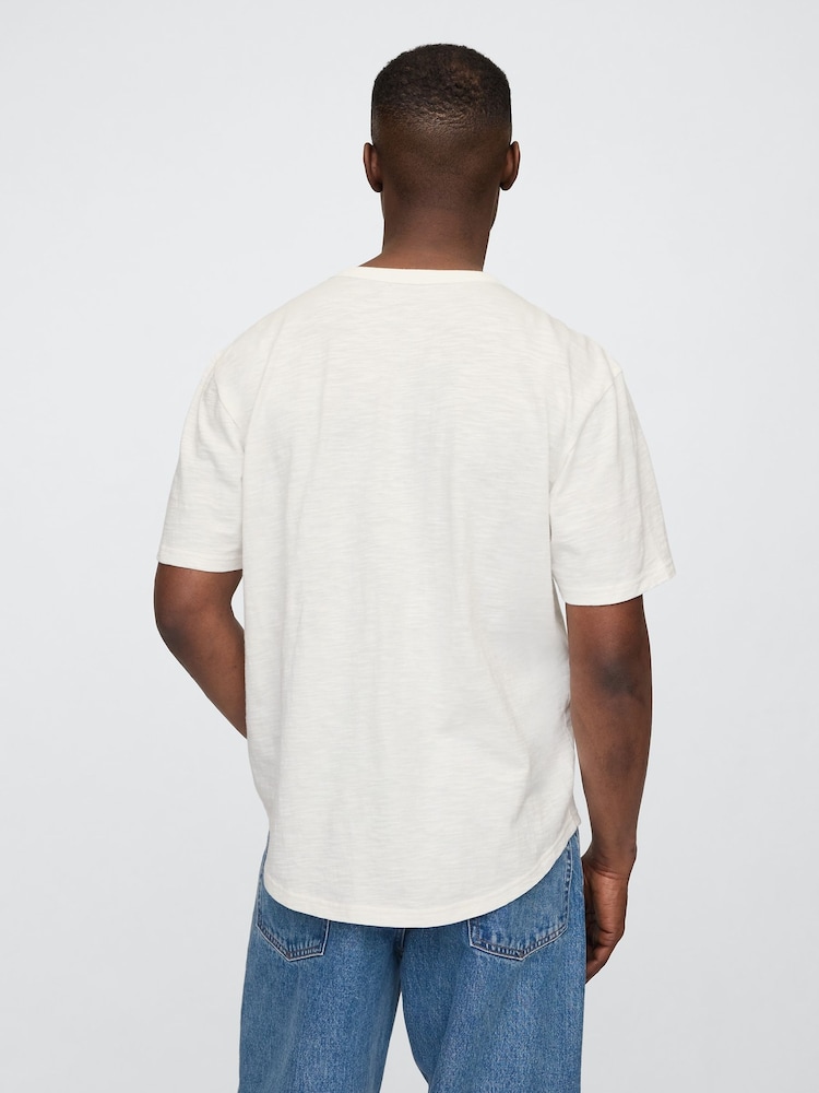 Gap White Short Sleeve Henley T-Shirt - Image 2 of 5 Gap White Short Sleeve Henley T-Shirt - Image 2 of 5