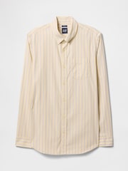 Gap Yellow Stripe Organic Cotton Poplin Classic Shirt - Image 4 of 5