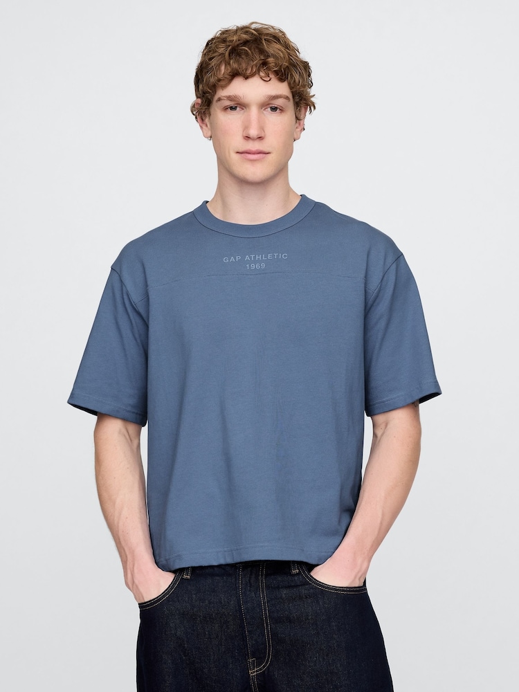 Gap Navy Blue Oversized Athletic Logo T-Shirt - Image 1 of 5