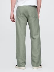 Gap Green Linen-Cotton 90s Loose Herringbone Trousers - Image 2 of 5