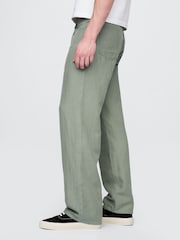 Gap Green Linen-Cotton 90s Loose Herringbone Trousers - Image 3 of 5