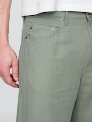 Gap Green Linen-Cotton 90s Loose Herringbone Trousers - Image 4 of 5