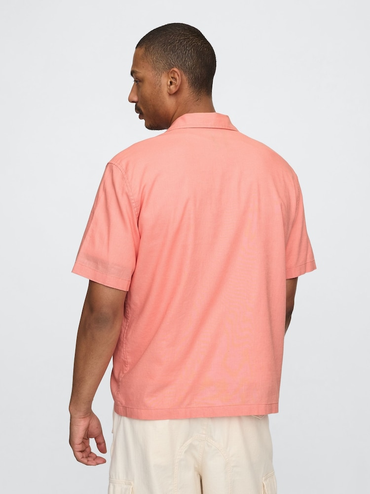 Gap Coral Pink Linen-Cotton Short Sleeve Shirt - Image 2 of 5