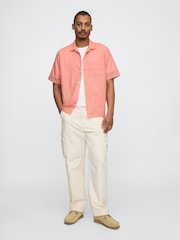 Gap Coral Pink Linen-Cotton Short Sleeve Shirt - Image 3 of 5