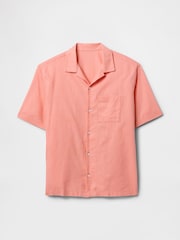 Gap Coral Pink Linen-Cotton Short Sleeve Shirt - Image 4 of 5
