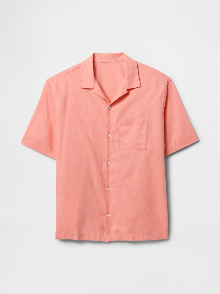 Gap Coral Pink Linen-Cotton Short Sleeve Shirt - Image 4 of 5